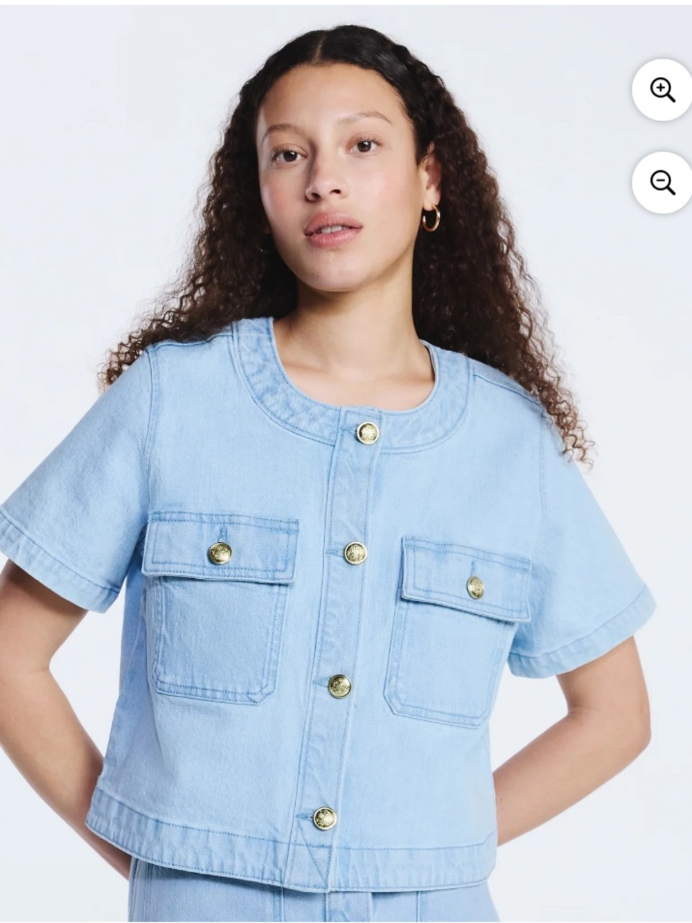 Free Assembly | NWT Women's Light Denim Cropped Short Sleeve Jacket w/ Buttons
